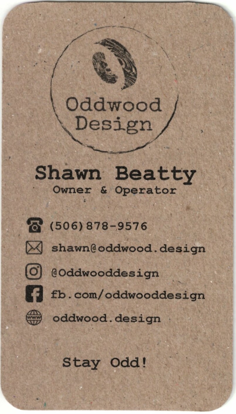 photo of the business card of Oddwood Design